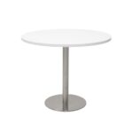 CBT9-Disc base meeting table-white-stainless-benchmark