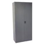 steel-swing-door-cupboard-2000H-graphite-ripple-benchmark-shelving-storage