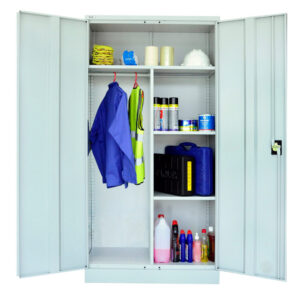 swing-door-cupboard-wardrobe-set up-open-benchmark-shelving-storage